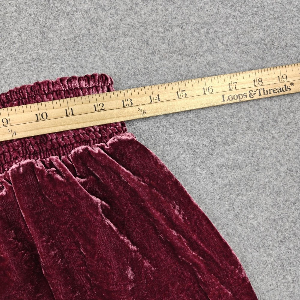 Anthropologie Pants Womens M Red Velvet Harem Elastic Waist Cuffed Pockets - Picture 9 of 13